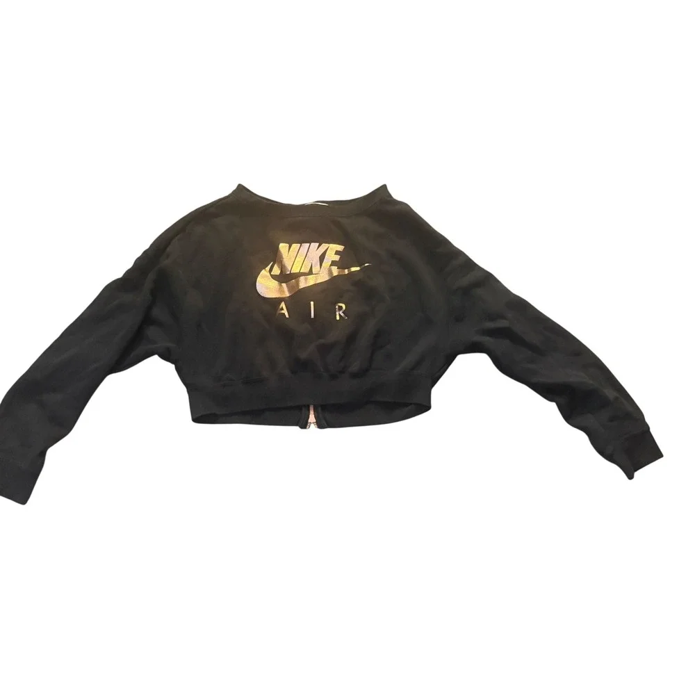 Nike Air Rally Cropped Sweatshirt Black Rose Gold Back Zipper